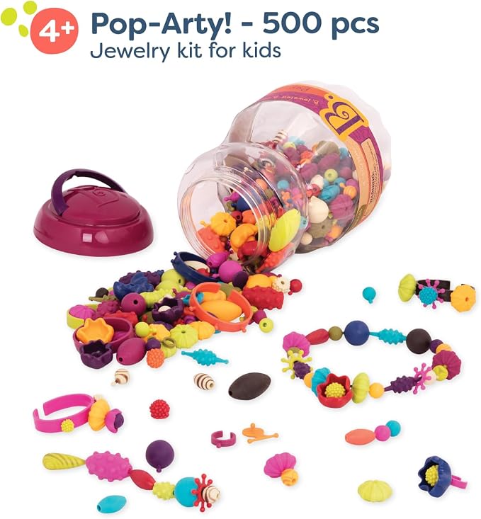 B. toys Pop Arty! Pop Beads Jewelry Making Kit, 500 Pieces, Arts & Crafts - Image 3