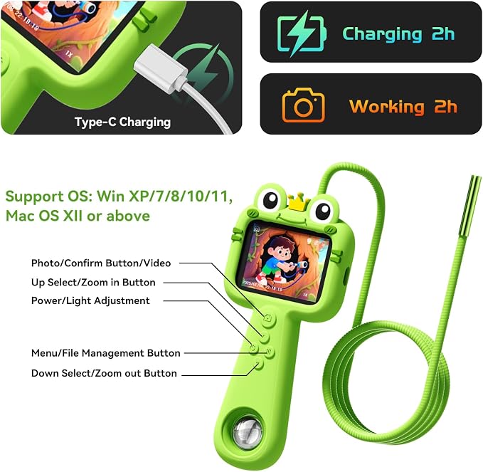 Kids Borescope with Light Borescope Camera for Kids Rechargeable STEM Science Educational Outdoor Toy with 32GB Card Nature Outside Exploration Birthday Gift for Boys Girls Ages 4,5,6,7,8,9,10,11,12 - Image 7