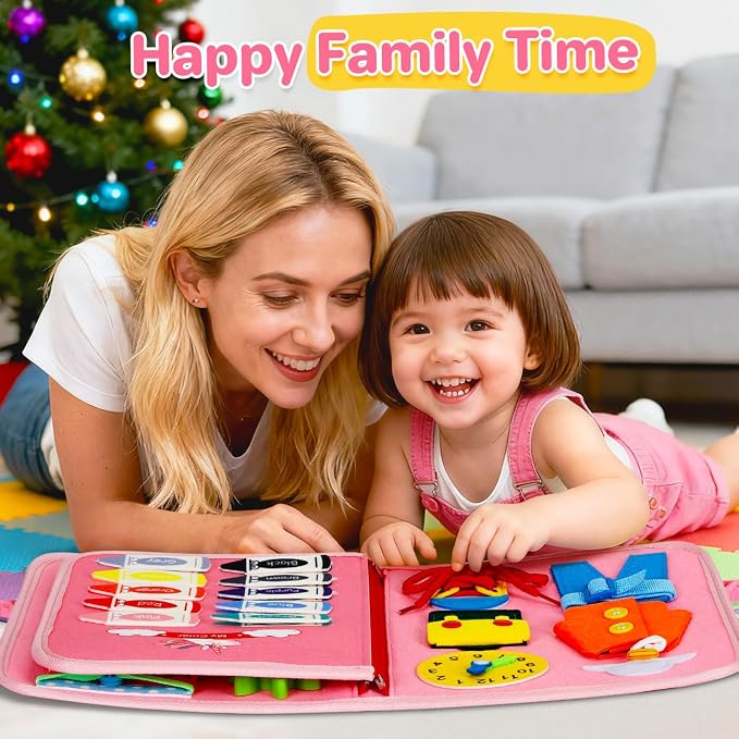 Busy Board Montessori Toys Toddler Girl Gift, Sensory Travel Toy for 1-3 - Image 5