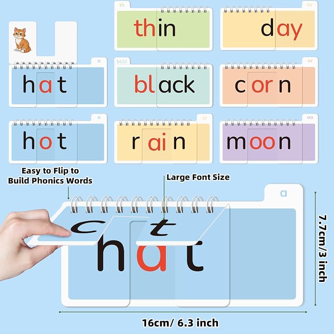 42 Read and Rhyme Flip Books,Phonics Word Family Build Book Learn to Read Phonics Flash Cards,Sight Words Flash Cards Kindergarten Reading Books,Flip Book Word Games for Preschool Learning Activities - Image 5