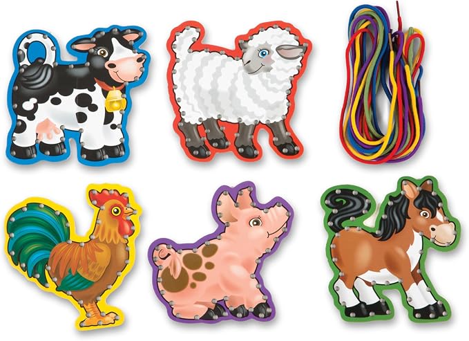 Melissa & Doug Lace and Trace Activity Set: 5 Wooden Panels and 5 Matching Laces - Farm - Image 9