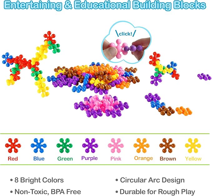 Clip Connect 120 Piece Building Blocks | Diameter 1.26", STEM Building Toys Set Kindergarten Math Manipulatives for Kids Boys Girls, Educational Preschool Toys Activities Homeschool Supplies - Image 2