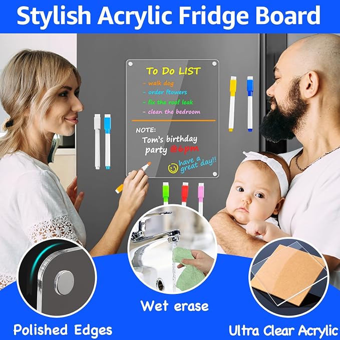 PigPotParty Acrylic Magnetic Whiteboard for Fridge, 12x9.5 Inch, 1 Pack - Image 2