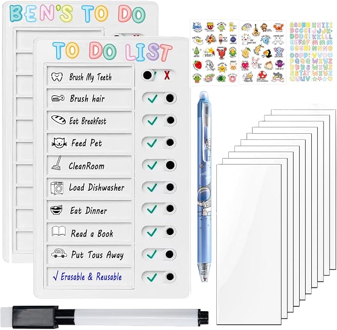 Chore Chart for Adults Kids Chore Chart Plastic Checklist Board Daily to Do List My Chores Task Board Sliding Routine Chart for Kids Rv Reminder with 10 Detachable Cardstock and 2 Markers by Unknown