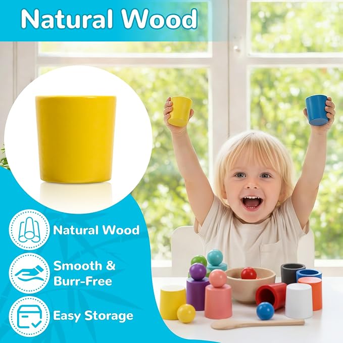 Color Sorting Toys, Wooden Montessori Rainbow Matching Game for Kids 3+ - Image 5