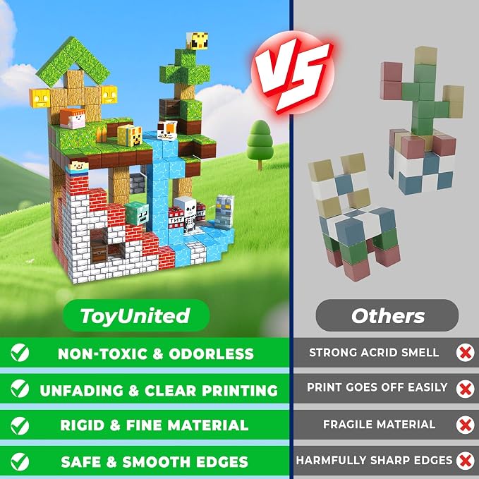 ToyUnited 200PCS Magnetic Blocks - Magnetic Building Blocks, Magnet Cubes Game, Stacking Forest Set, STEM Montessori Sensory Stacking Toys for Kids Boys and Girls Ages 3+ Birthday Gifts - Image 4
