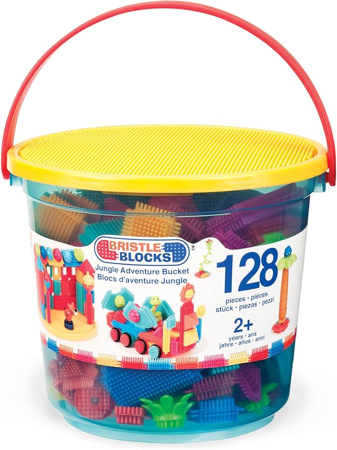 Battat Bristle Blocks Jungle Adventure Bucket, 128-Piece Building Set - Image 5