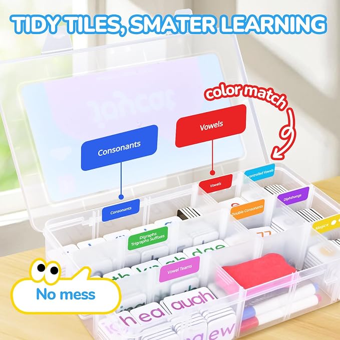 JoyCat 265 Phonics Magnetic Letter Tiles, ABC Word Building Kit with Folder - Image 4