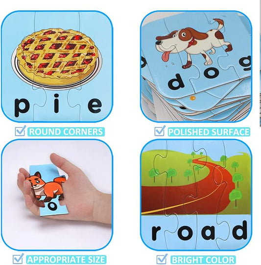80 Words Self-Correcting Spelling Puzzles, Double-Sided Three and Four Letter Words with Matching Images, Perfect for Kids Age 3+ Year Old - Image 2