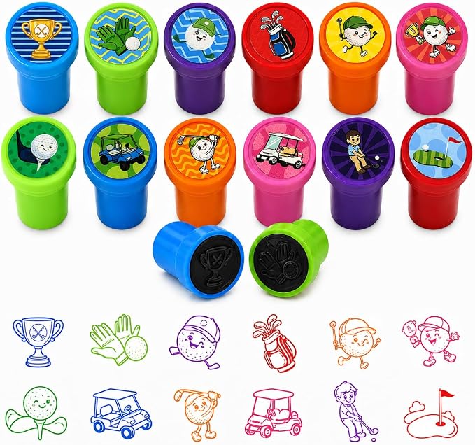 Cinrobiye 24 Pcs Golf Stampers Party Favor Set, Cute Sports Golf Stamps for Kids Birthday Party, Classroom Rewards, Carnival Prizes, Goody Bag Fillers, Sports Themed Party Supplies by Cinrobiye