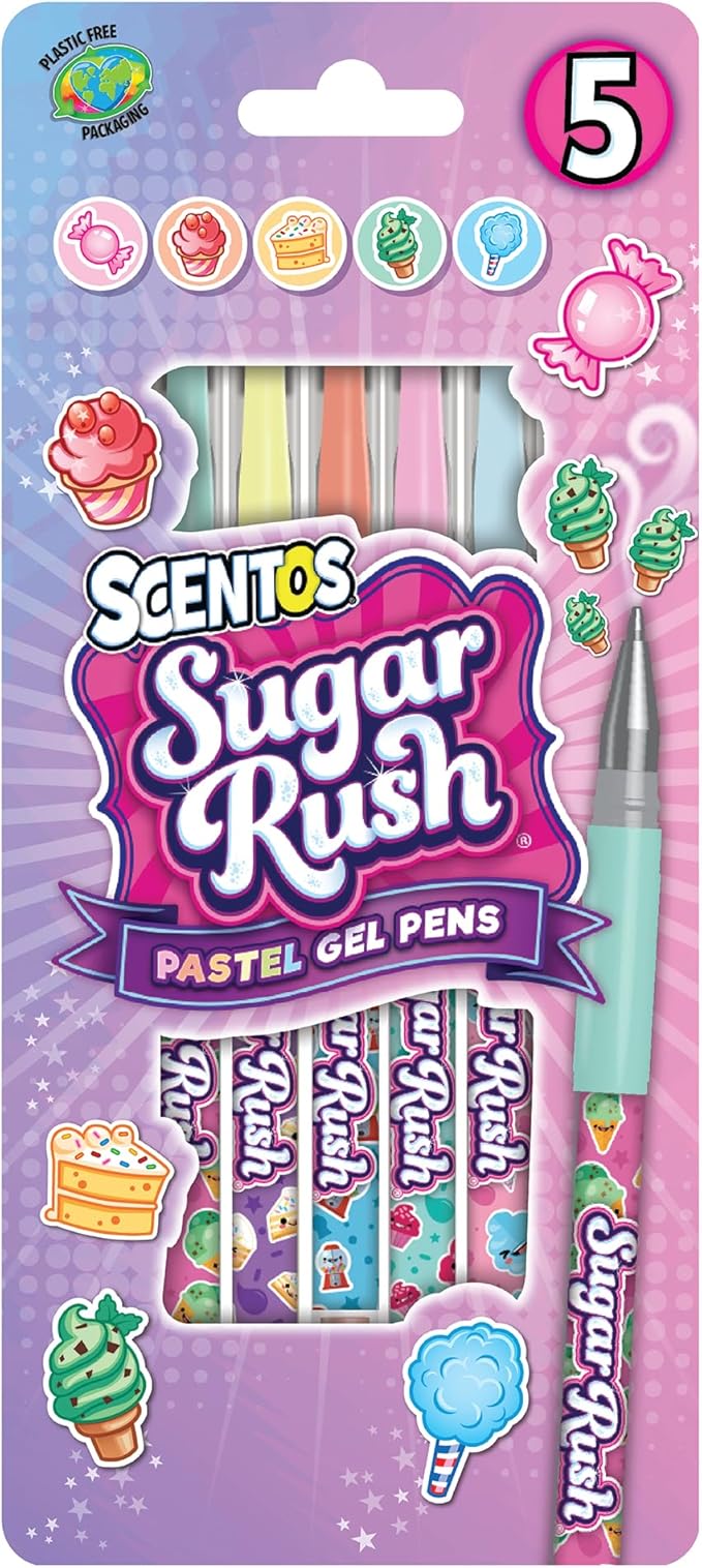 Sugar Rush Scented Pen and Marker Bundle – 56-Count Art Supplies Set with Gel Pens, Fineline Markers, Retractable Pens, and Candy Scented Markers – Non-Toxic for Kids Ages 3+