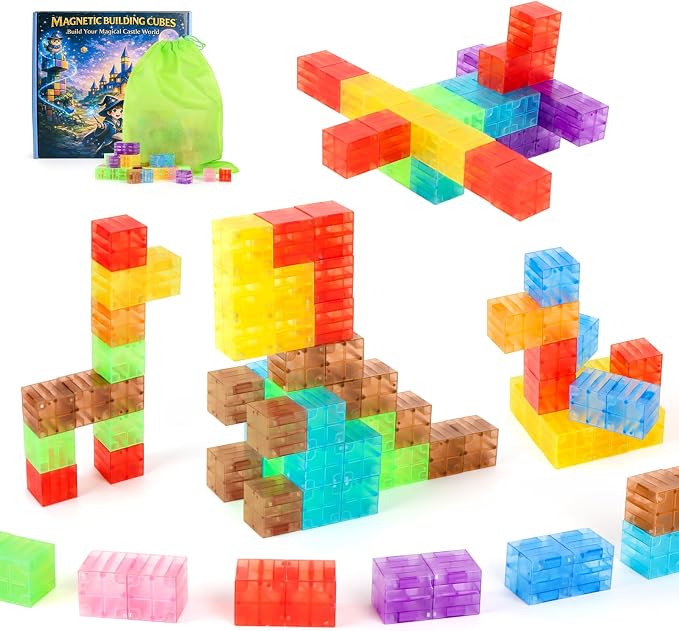 ZHENFINITY 200PCS Rainbow Magnetic Building Blocks, STEM Construction Toy - Image 7