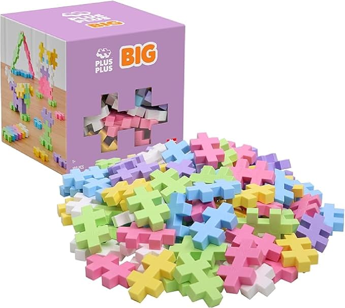 PLUS PLUS Big 100 Piece Pastel - Large Building Blocks for Toddlers by Plus-Plus
