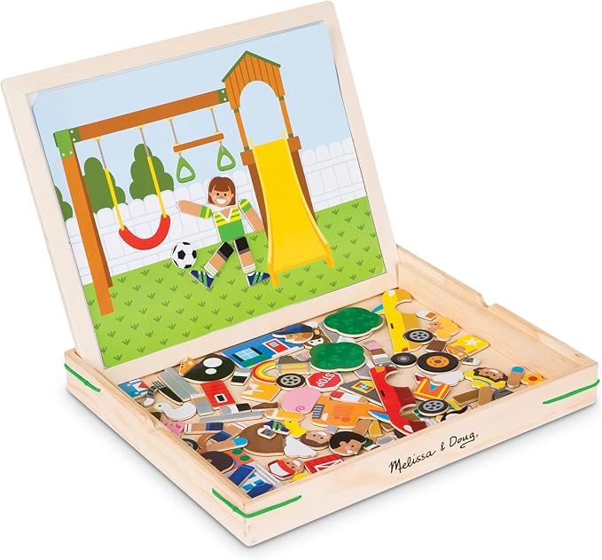 Melissa & Doug Wooden Magnetic Matching Picture Game with 119 Magnets and Scene Cards Magnetic Book Scenes for Kids Ages 3+ - Image 3