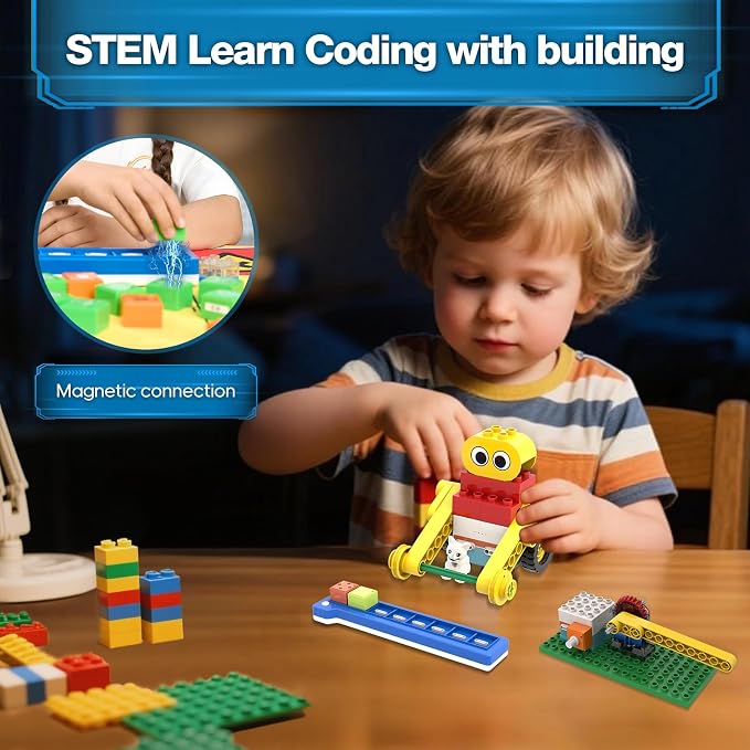 10-in-1 ICBlocks Screen-Free Coding Robot Kit for Kids, 85+ PCS Science Kits, Stem Robotics Building, Educational Coding Projects Gifts for Boys & Girls Ages 3-6 Years - Image 3