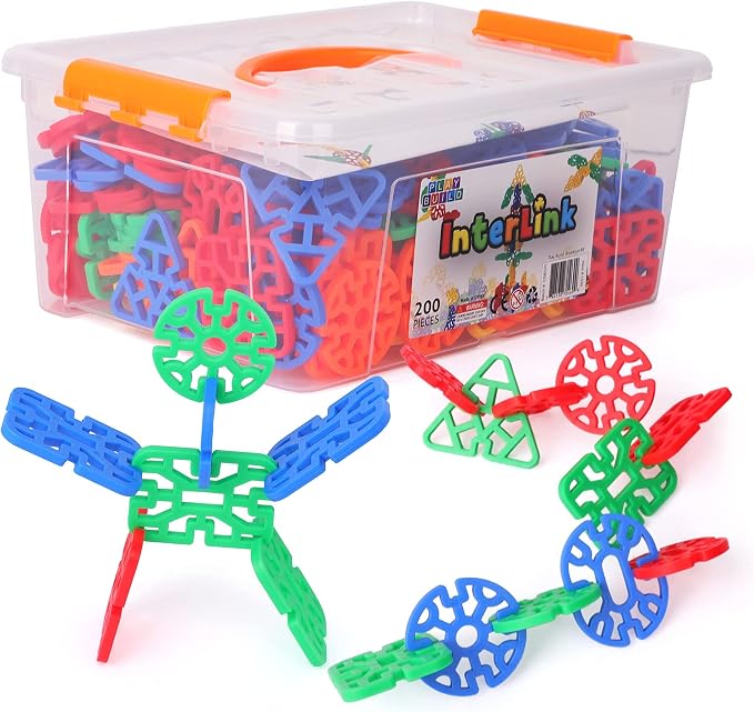 Interlinks Connector Building Toys, Interlocking Stem Toys for Boys and Girls, Baby and Toddler Toys, Creative Construction Stem Building Toys, Ages 3+ by PLAYBUILD