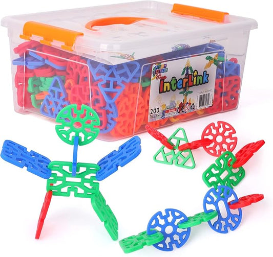 Interlinks Connector Building Toys, Interlocking Stem Toys for Boys and Girls, Baby and Toddler Toys, Creative Construction Stem Building Toys, Ages 3+ by PLAYBUILD