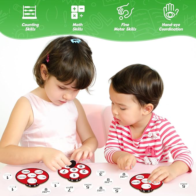 Kasfalci Number Games for Kids Toddlers,Ten Frame Set,Math Games,Math Manipulative,Addition & Subtraction Flash Cards,Ladybug Counting Toys,Matching Board Games,Preschool Classroom Must Haves - Image 3