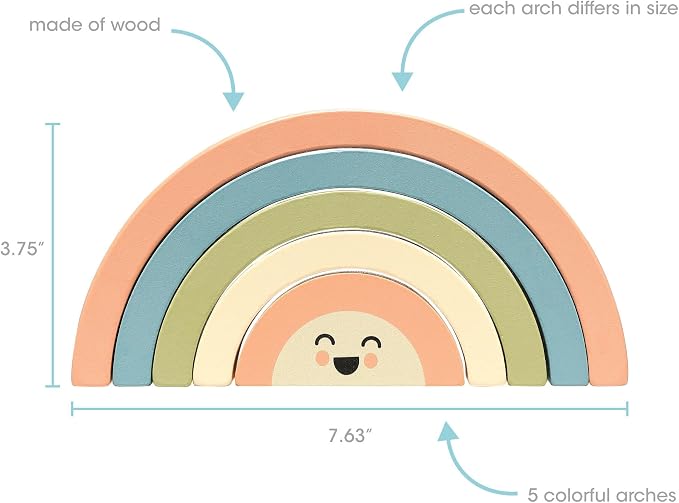 Pearhead Wooden Arch Rainbow Stacking Toy, Montessori Baby Stacker - Image 4