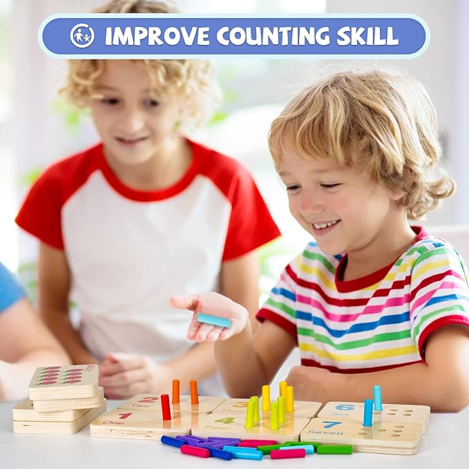 Wooden Montessori Number Blocks for Kids, Counting Peg Board for Kids Age 3 4 5,Preschool Learning Toys,Ideal for Kids 3 4 5 Years Old - Image 4