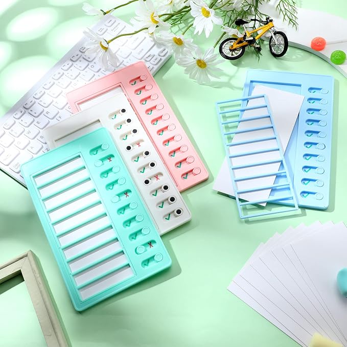 Queekay 4 Pcs Blank Chore Chart Kids Chore Chart, Plastic Checklist Board with 8 Detachable Cardstock to Do List for Home Routine Planning (White, Pink, Blue, Green) - Image 3