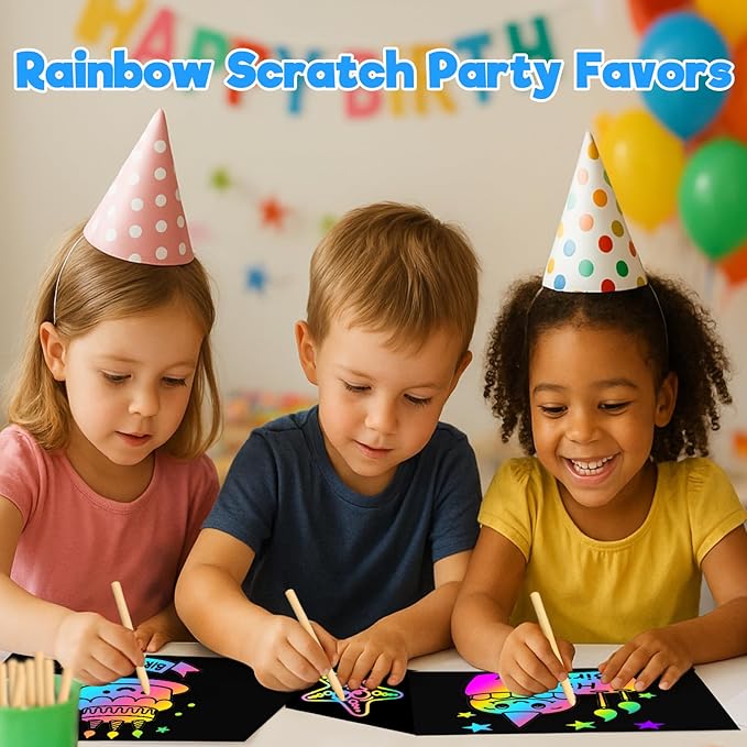 ZMLM Scratch Art Crafts Boys Gifts, 100pcs Rainbow Scratch Paper Art for 3 4 5 6 7 8 9 Years Old Girls and Boys Kids, Arts and Crafts for Kids 4-6 Christmas Gifts Toys and Party Favors (Blue)