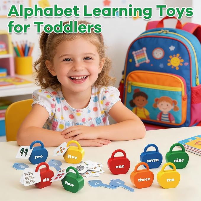 Montessori Lock and Key Toddler Toys, Cause and Effect Sensory Learning Toys for 1 2 3 Year Old, Number Counting & Matching Game, Fine Motor Skills Preschool Travel Activities - Image 8