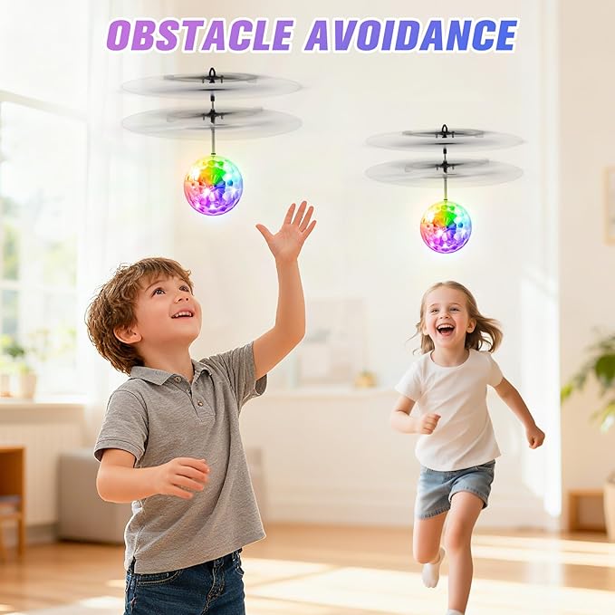 Flying Orb Ball, 2 Pack with Remote Control - LED Glowing Orbiter Toy for Indoor Outdoor Kids Games - Birthday Toys for Boys Girls Ages 6 7 8 9 10 12 Year Old