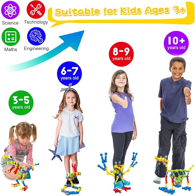 215 PCS STEM Building Blocks Playset for Kids Ages 4-8 Birthday Gifts Boys - Image 4