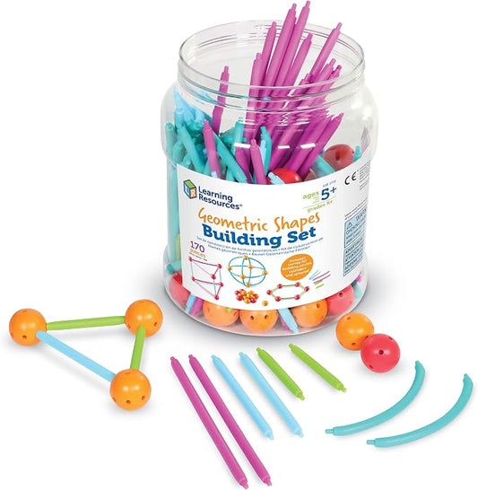 Learning Resources Geometric Shapes Building Set - 170 Pieces, Ages 5+ Math Learning Games for Kids, Early Math Skills, Back to School Activities, Classroom Games for Teachers by LearningResources