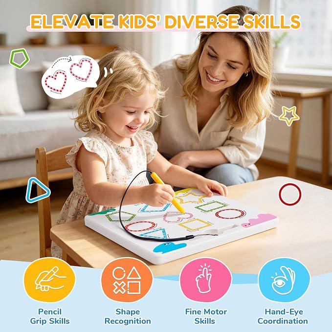 JoyCat Magnetic Shapes and Lines Tracing Board, 2-in-1 Pencil Control Toy - Image 5