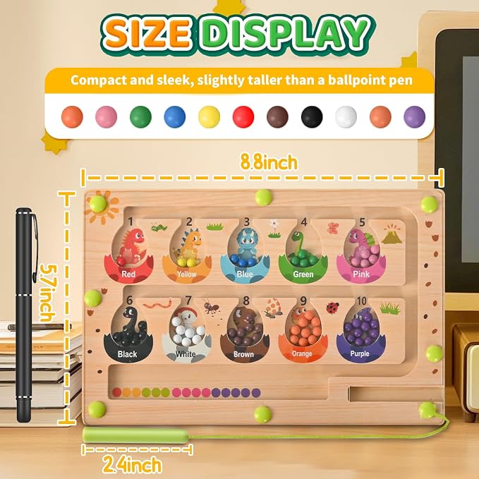 Busy Board Travel toys for Toddlers Kids, Montessori Toys Magnetic Color and Number Maze Puzzle, Dinosaur Learning Education Toys for Fine Motor Skills,Airplane Car Travel Activities Essential (Small) - Image 2