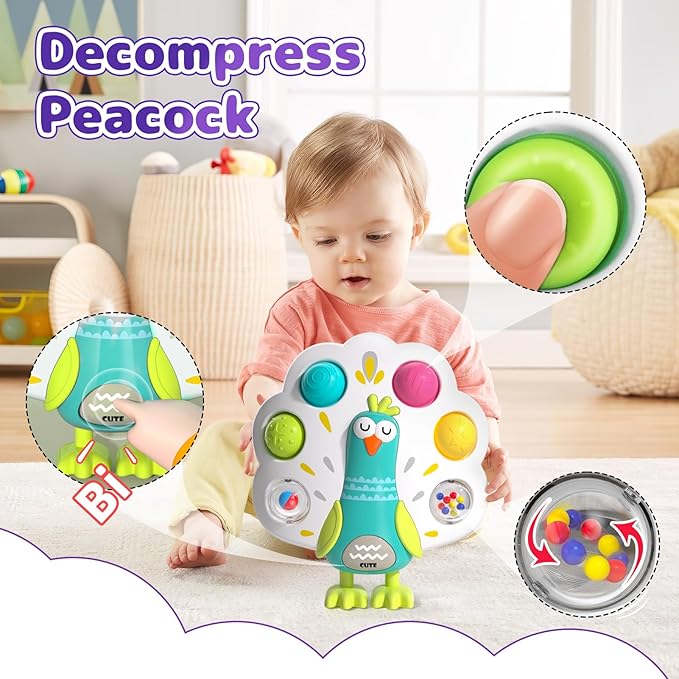 5 in 1 Baby Toy for 9 12 18 Month, Learning Toys for Babies 6-12 Months, Baby Busy Cube, Stacking&Sensory, Pull String&Piano Xylophone Toy, Birthday Gift for 7 8 9 Month