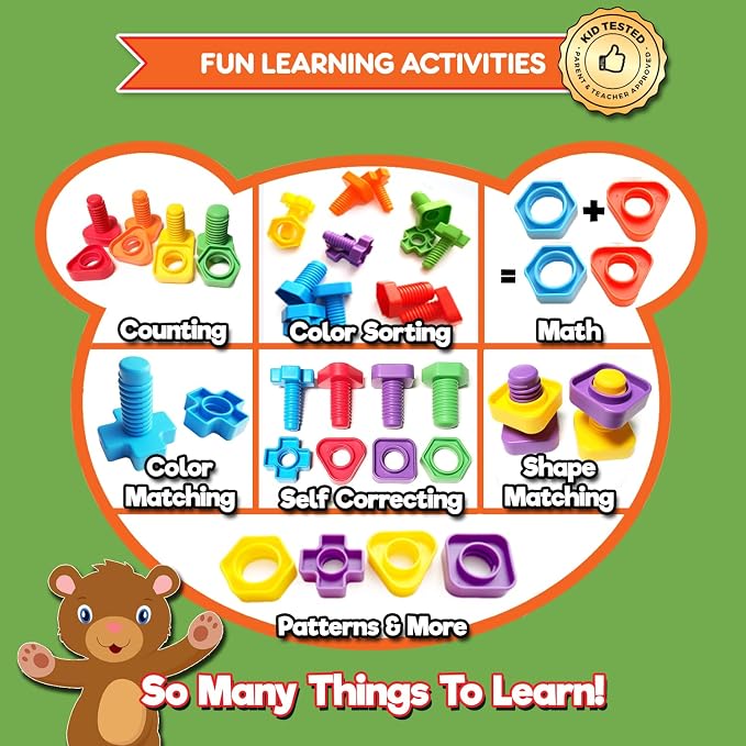 Twist & Turn Nuts n Bolts - Sort, Count, Match & Play with 12pc + eBook - Image 6