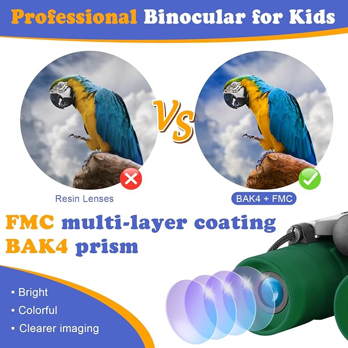 Real Binoculars for Kids Gifts for 3-12 Years Boys Girls 8x21 High-Resolution Optics Compact Toy Binocular for Bird Watching,Travel, Camping - Image 3