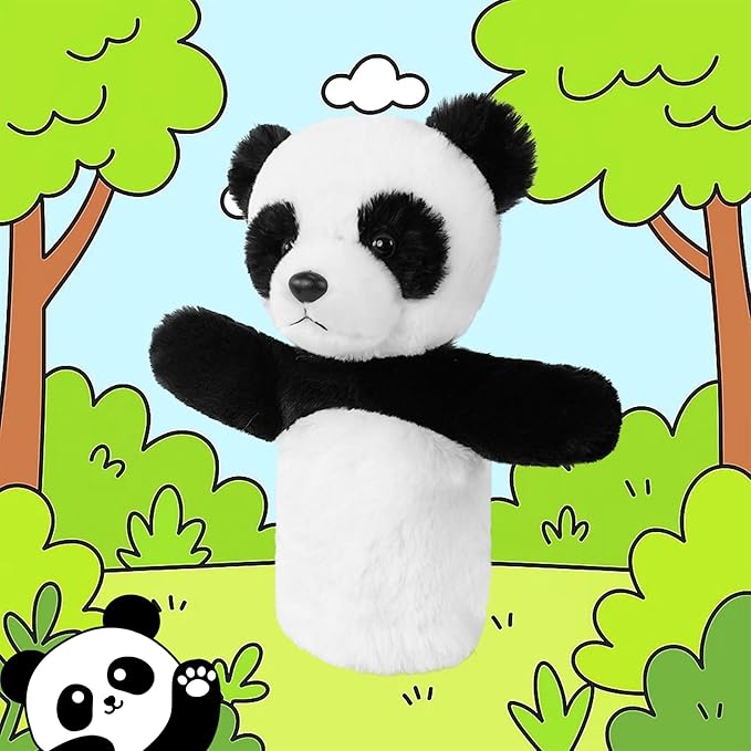 Soft Animal Hand Puppet Preschool Learning Toy Washable Black White Stuffed Story Time Family Fun Interactive Role Play Gift Panda