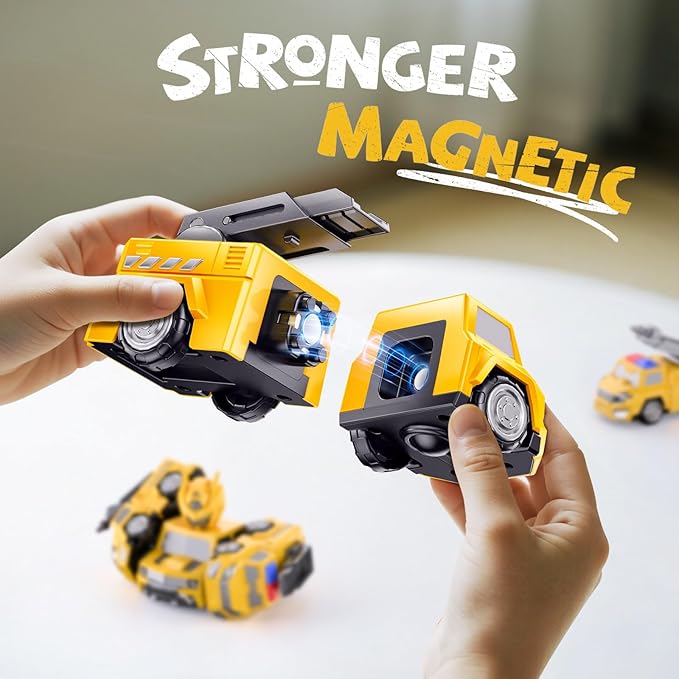 5 in 1 Transform Magnetic Construction Robot Toys Gifts for 3 4 5 6 Year Old Boys Kids, Easy DIY Assembly, Transforming Trucks Toys for Boys Kids, Ideals 3 4 5 6 Year Old Boy Birthday Gift
