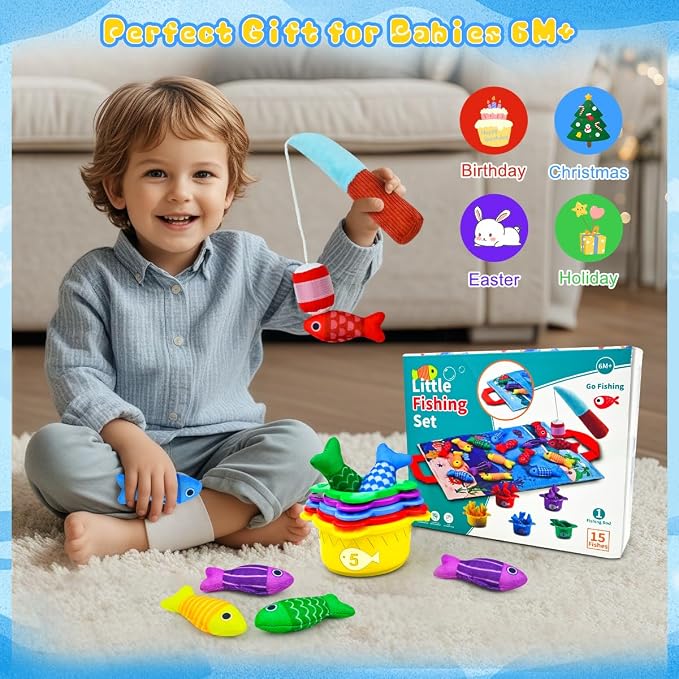 Montessori Fishing Toys for Babies 6+ Months,10-in-1 Fishing Game - Image 8