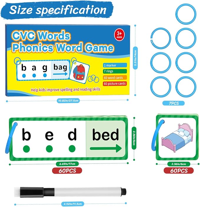 Phonics Flash Cards for Kids, CVC Word Games to Learn to Speak and Spell - Image 2