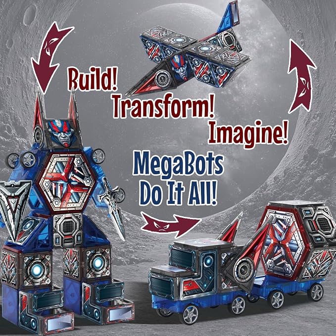 Little Pi Transformer Toys MegaBots Magnetic Tiles, Transforming Robot Toy - Image 5