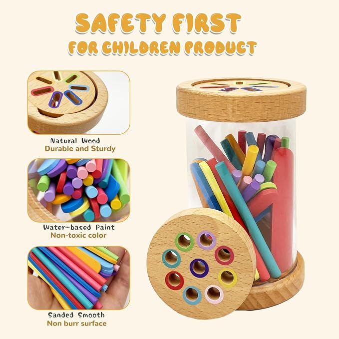 Montessori Shape & Color Sorting Montessori Toys for Toddlers 3, Wooden Fine Motor Skills Sensory Toy Preschool Learning Toys Travel Gift for Boys and Girls (Acrylic Set) - Image 2