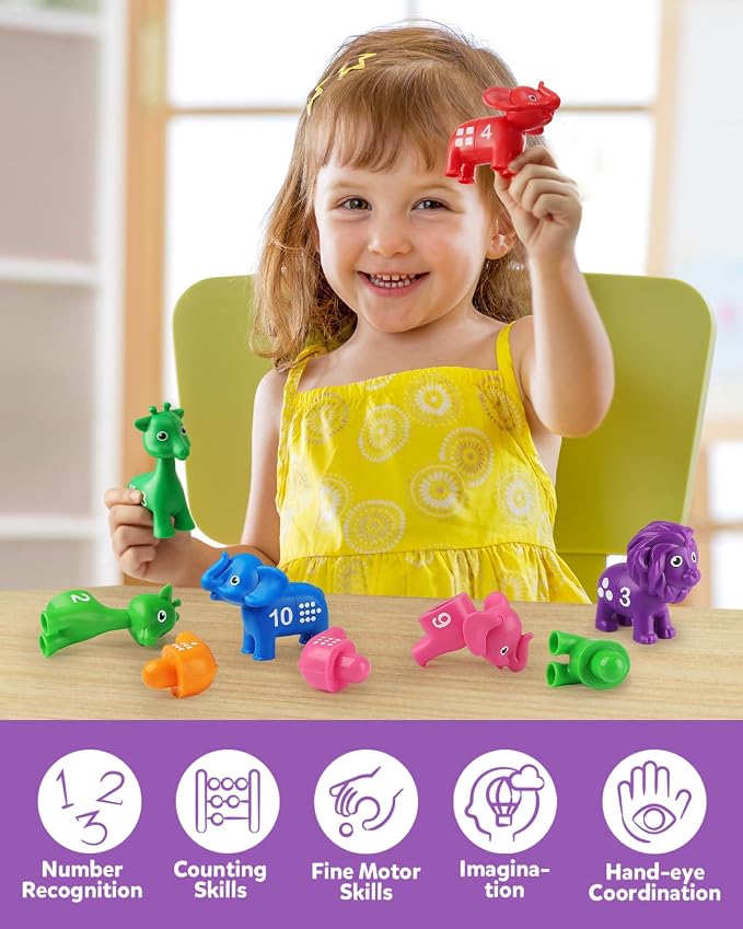 Coogam Number Matching Toy Set, 10pcs Double-Sided Animal Number Counting Game, Preschool Montessori Fine Motor Skill Mathematics Educational Toys for 3 4 5 Year - Image 5