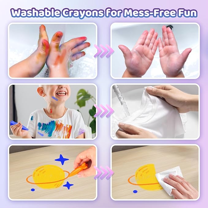 DreamCandy Rocket and Fish-Shaped Crayons,36PCS Non Toxic Washable Toddler Crayons for Kids and Toddlers,Art Supplies Drawing Coloring Crayon Set,Gift for Girls and Boys,Back to School