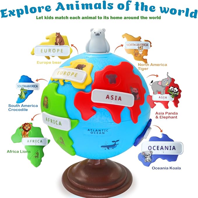 Puzzle Globe Toys for Kids, Geography Learning Toys for Preschool 3+ Years - Image 2