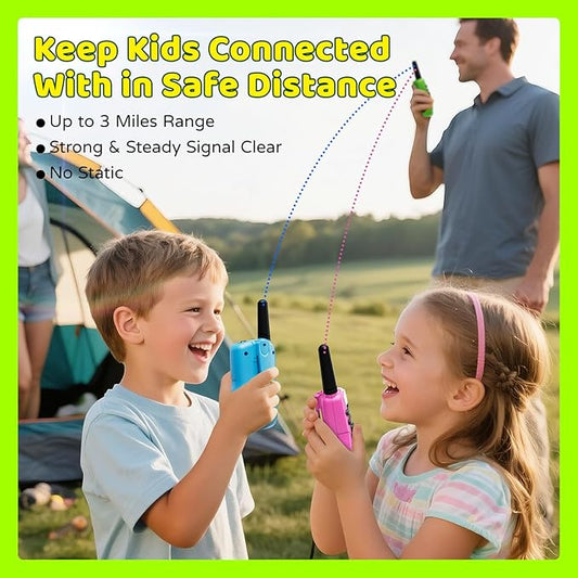 BATURU Walkie Talkies for Kids 3 Miles Long Range, Battery-Saving Walkie Talkie with Clear Sound, 22 Channels Kids Walkie Talkies 3 Pack, Stocking Stuffers for Girls Boys Age 5-10