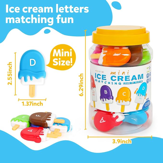 TSYAN Letters Matching Ice Cream Alphabet Learning Toys,Counting Animals and Color Sorting Set Preschool Learning Activities Stacking Toys,Upper & Lowercase ABC Game Fine Motor Toys Gift for Kids - Image 3