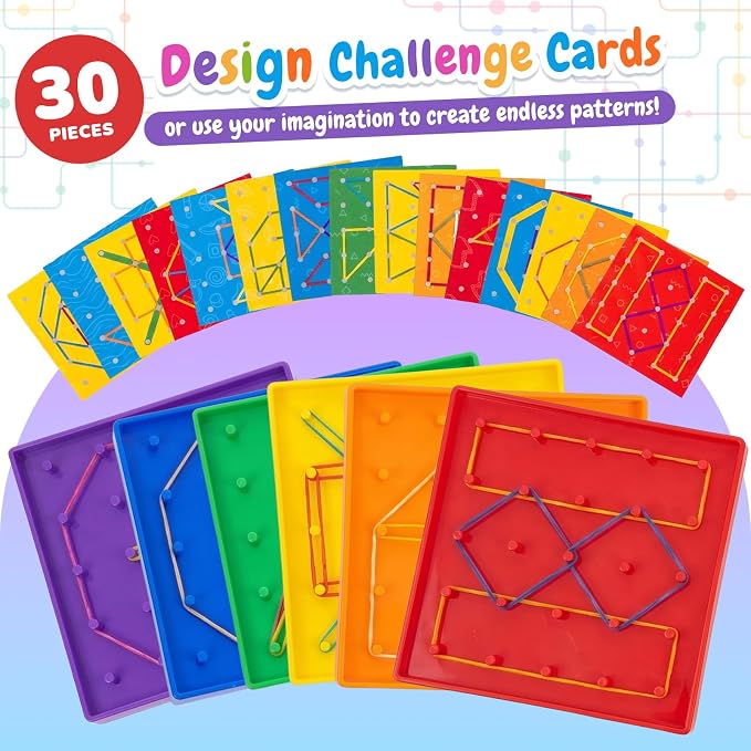 6 Pack Double-Sided Geoboard Math Preschool Classroom Manipulative for Kids - Image 2