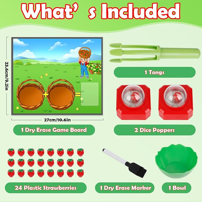 Kasfalci Math Board Games for Kids with Dice Poppers,Math Manipulatives,Dice Games,Addition Subtraction Games,Math Counters,Counting Toys,Fine Motor Toys,Kindergarten Classroom Homeschool Supplies - Image 6