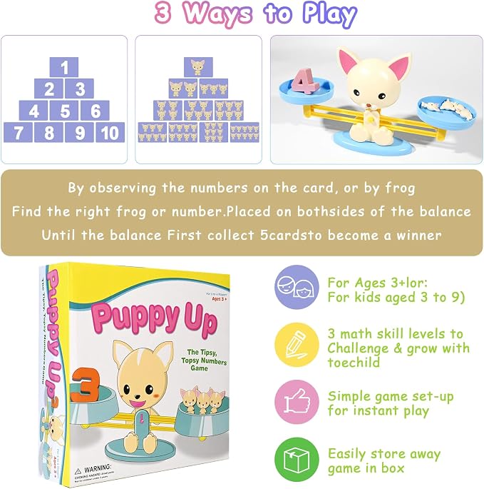Puppy Balance Counting Toys, Cool Math Learning Games for Boys and Girls, Educational Number Toy Preschool Puppy Balance Counting Toy, Fun Children's Gift STEM Math Games Toys for Kids Age 3+(63 PCS) - Image 4
