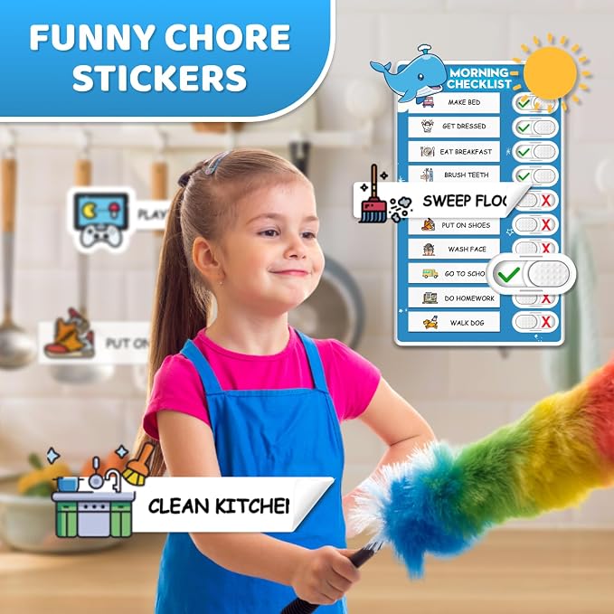 Upgraded Slider 3 in 1 Bedtime/Morning/Weekly Routine Chart for Kids, Magnetic Chore Chart for Kids with 99 Stickers, Cute Visual Schedule for Kid - Image 3